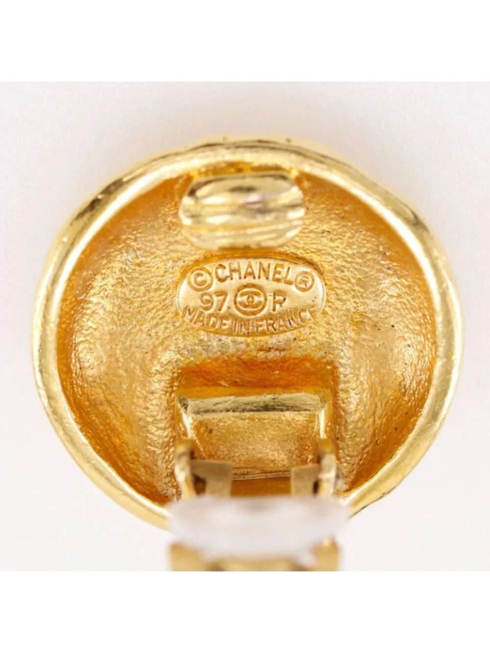 Chanel CC Logo Vintage Gold Plated Earrings